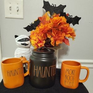 New Rae Dunn HAUNTED halloween canister and mugs